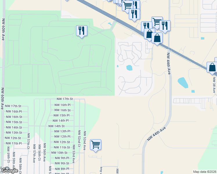 map of restaurants, bars, coffee shops, grocery stores, and more near 1951 Northwest 50th Avenue in Ocala
