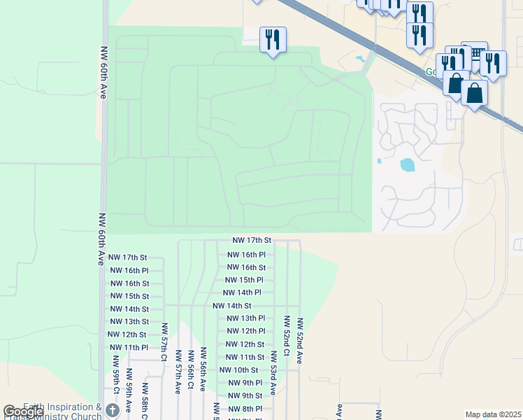 map of restaurants, bars, coffee shops, grocery stores, and more near 5363 Northwest 19th Place in Ocala
