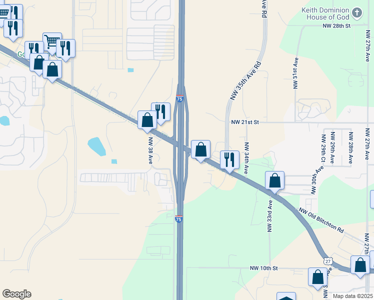 map of restaurants, bars, coffee shops, grocery stores, and more near 3761 Northwest Blitchton Road in Ocala