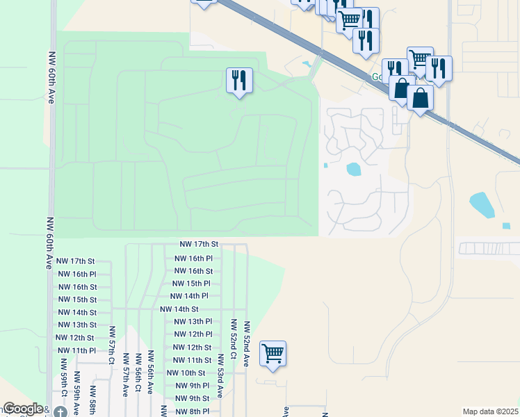 map of restaurants, bars, coffee shops, grocery stores, and more near 5181 Northwest 19th Place in Ocala