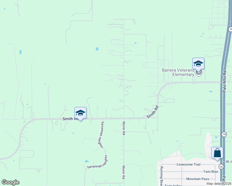 map of restaurants, bars, coffee shops, grocery stores, and more near 21205 Morin Road in Von Ormy