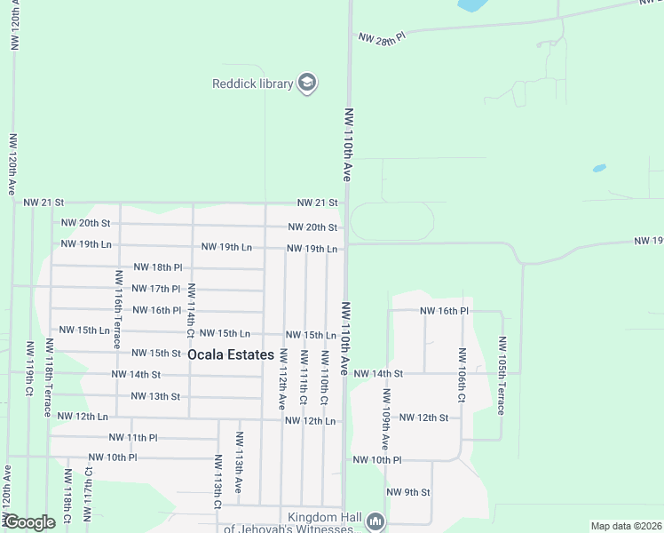 map of restaurants, bars, coffee shops, grocery stores, and more near 1840 Northwest 110th Avenue in Ocala