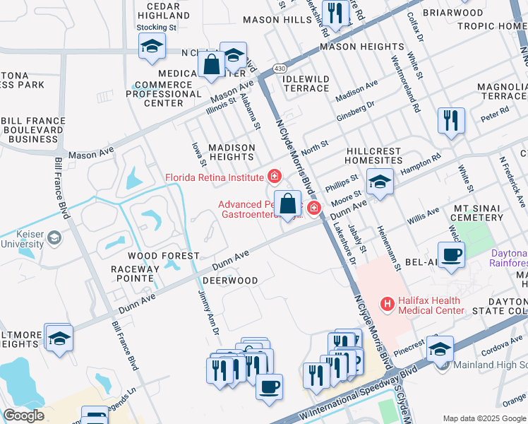 551 National Health Care Drive Daytona Beach Fl Walk Score Map Of Restaurants Bars Coffee S Grocery Ore Near 551