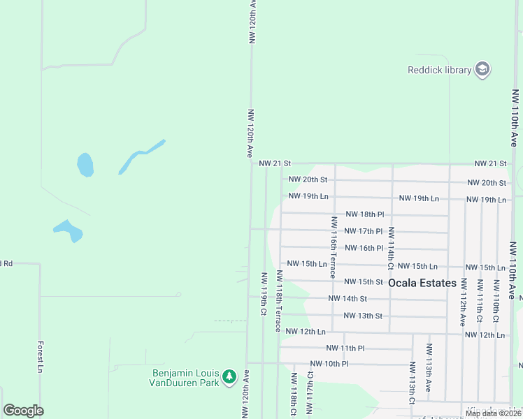 map of restaurants, bars, coffee shops, grocery stores, and more near 1820 Northwest 119th Court in Ocala