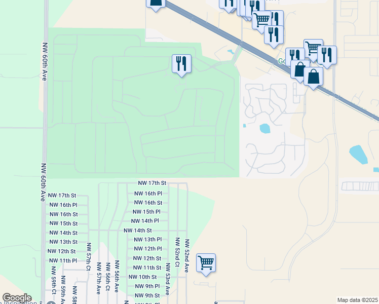 map of restaurants, bars, coffee shops, grocery stores, and more near 5181 Northwest 19th Place in Ocala