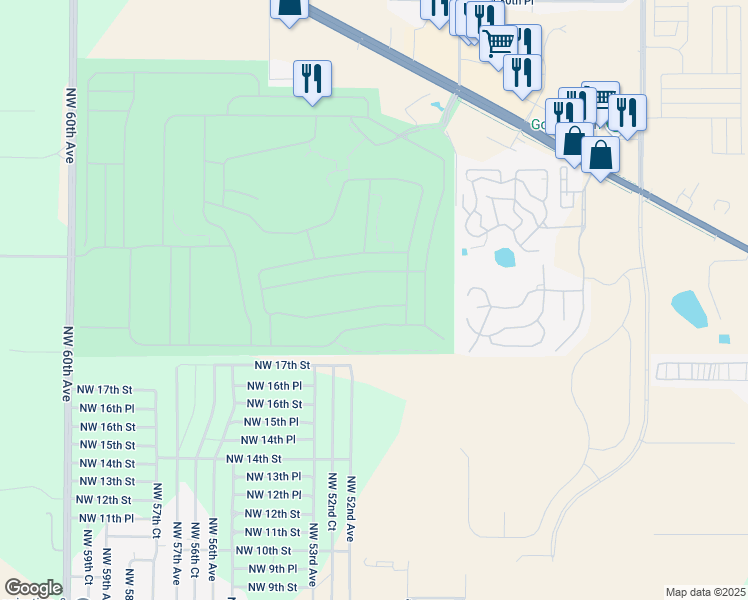 map of restaurants, bars, coffee shops, grocery stores, and more near 5139 Northwest 19th Place in Ocala