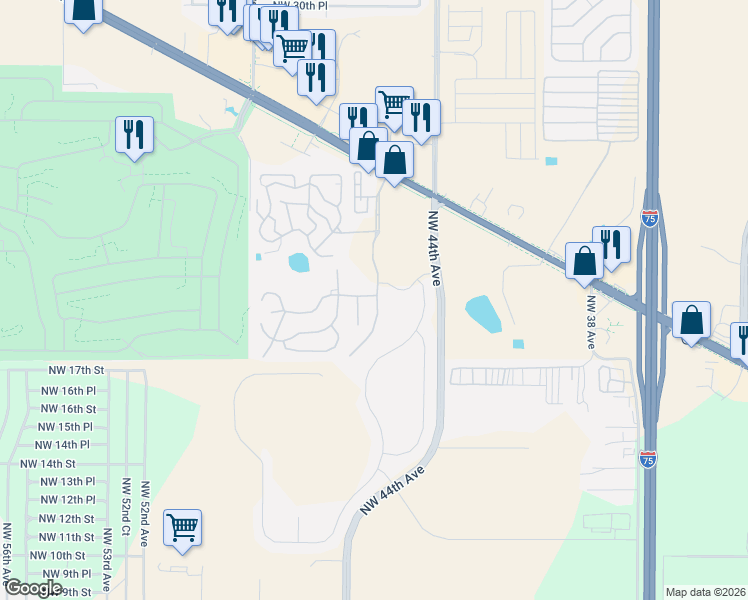 map of restaurants, bars, coffee shops, grocery stores, and more near 1927 Northwest 46 Avenue in Ocala