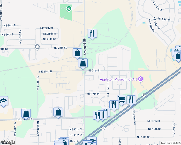 map of restaurants, bars, coffee shops, grocery stores, and more near 3622 Northeast 21st Street in Ocala