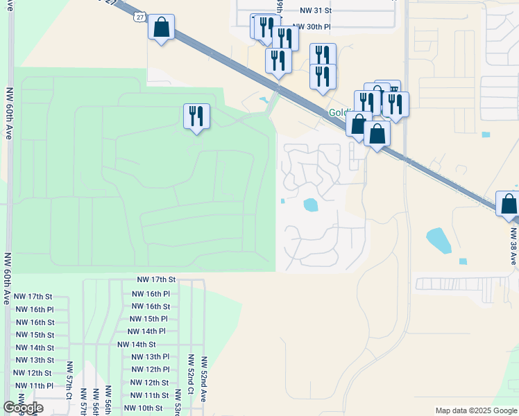 map of restaurants, bars, coffee shops, grocery stores, and more near 2091 Northwest 50th Avenue in Ocala