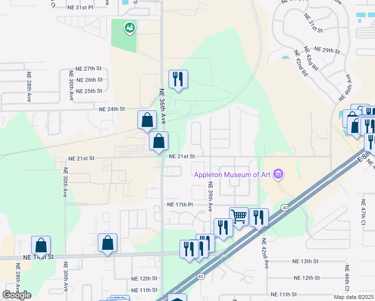 map of restaurants, bars, coffee shops, grocery stores, and more near 3842 Northeast 19th Street Circle in Ocala