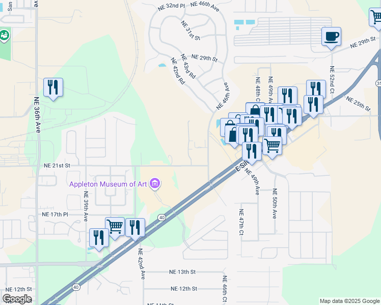 map of restaurants, bars, coffee shops, grocery stores, and more near 2101 Northeast 45th Avenue in Ocala