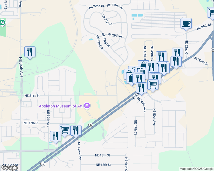 map of restaurants, bars, coffee shops, grocery stores, and more near 2141 Northeast 45th Avenue in Ocala