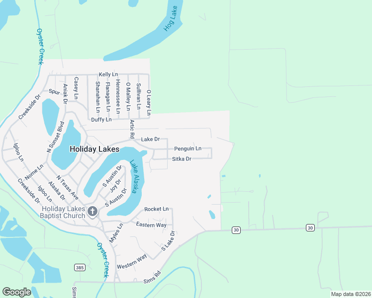 map of restaurants, bars, coffee shops, grocery stores, and more near 209 Penguin Lane in Holiday Lakes