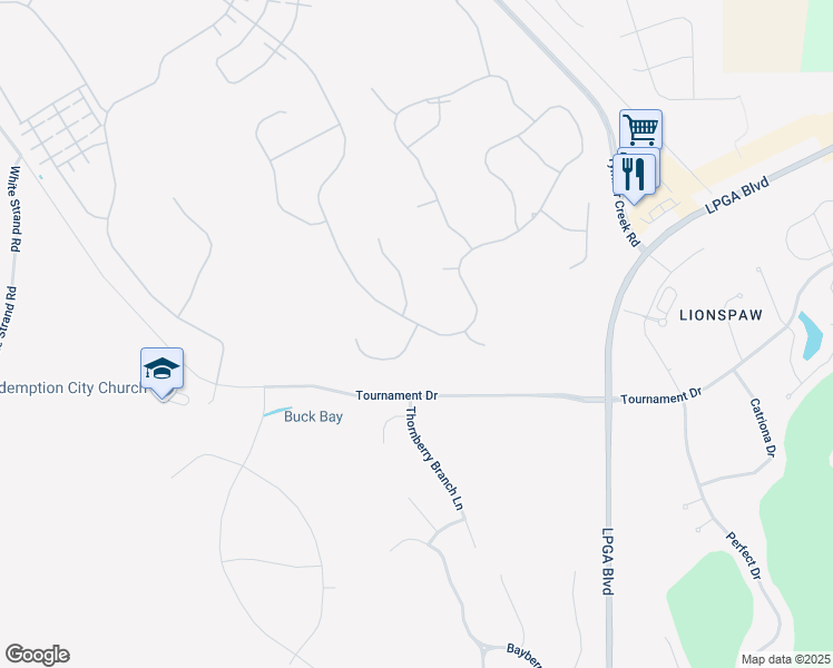 map of restaurants, bars, coffee shops, grocery stores, and more near 305 Thornberry Branch Lane in Daytona Beach