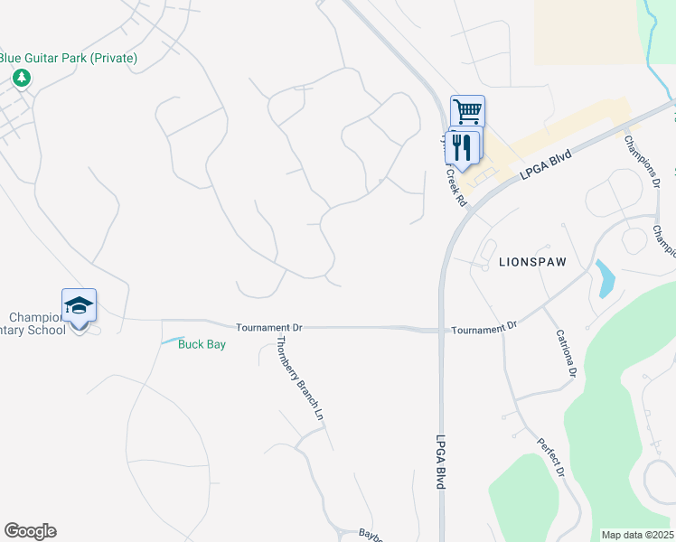 map of restaurants, bars, coffee shops, grocery stores, and more near 114 Coral Reef Way in Daytona Beach