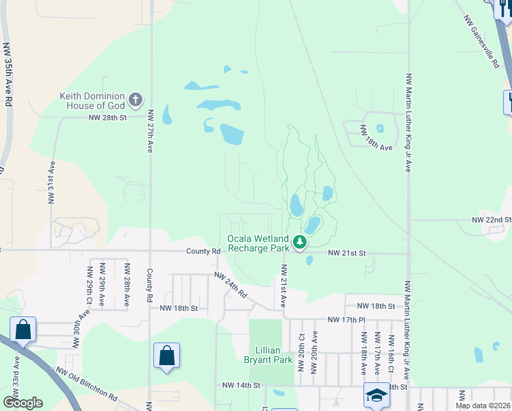 map of restaurants, bars, coffee shops, grocery stores, and more near 2201 Northwest 21st Street in Ocala