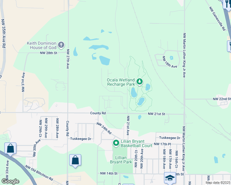 map of restaurants, bars, coffee shops, grocery stores, and more near 2201 Northwest 21st Street in Ocala