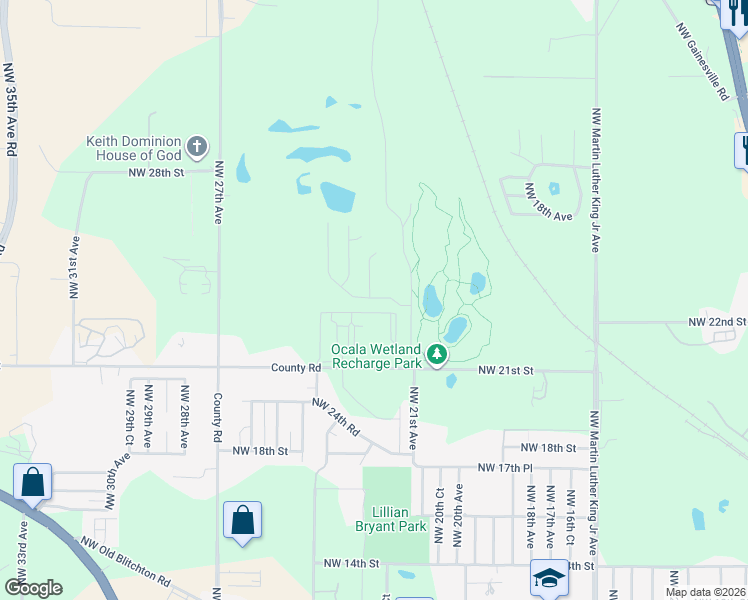map of restaurants, bars, coffee shops, grocery stores, and more near 2201 Northwest 21st Street in Ocala