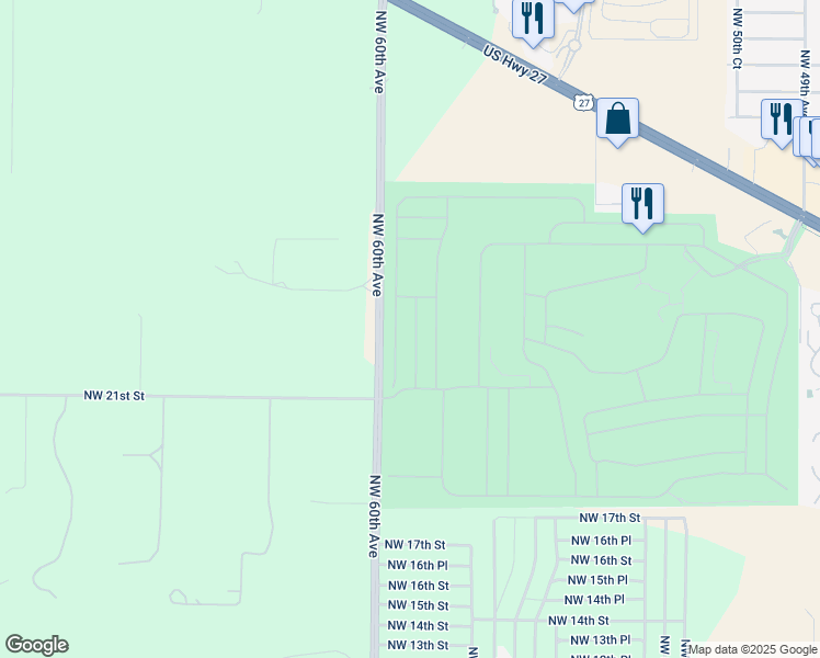 map of restaurants, bars, coffee shops, grocery stores, and more near 2330 Northwest 59th Avenue in Ocala