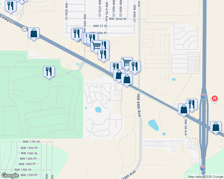 map of restaurants, bars, coffee shops, grocery stores, and more near 2362 45th Terrace in Ocala
