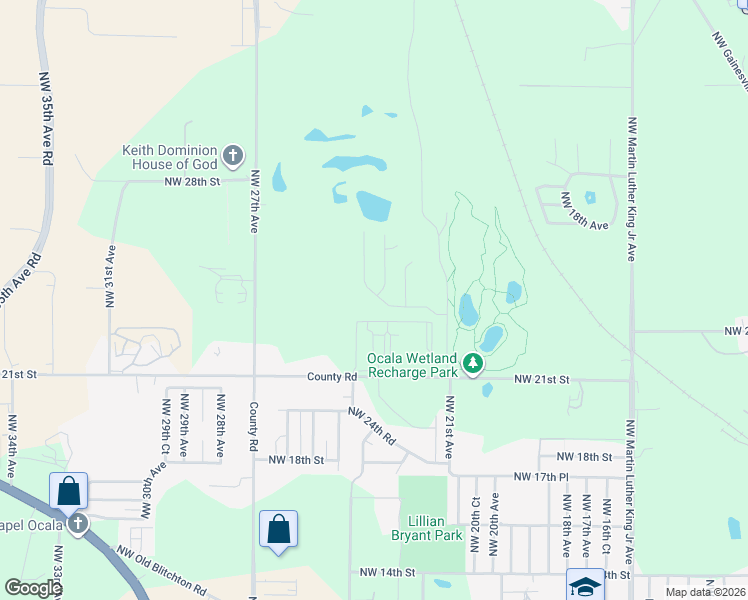 map of restaurants, bars, coffee shops, grocery stores, and more near 2201 Northwest 21st Street in Ocala
