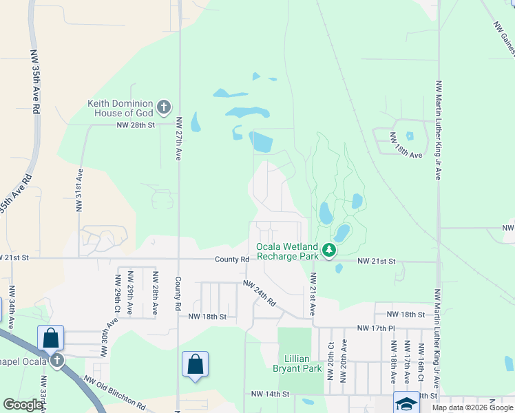 map of restaurants, bars, coffee shops, grocery stores, and more near 2201 Northwest 21st Street in Ocala