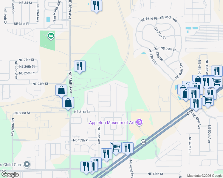 map of restaurants, bars, coffee shops, grocery stores, and more near 2310 Northeast 40th Avenue in Ocala