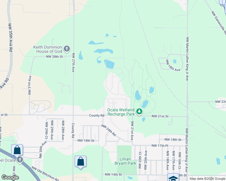 map of restaurants, bars, coffee shops, grocery stores, and more near 2370 Northwest 22nd Court in Ocala
