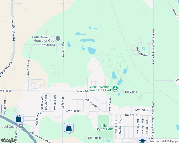 map of restaurants, bars, coffee shops, grocery stores, and more near 2201 Northwest 21st Street in Ocala