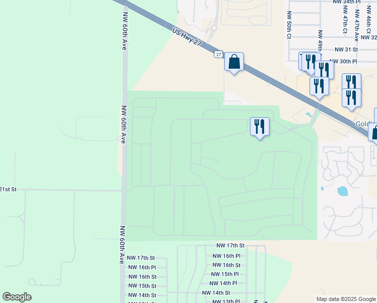 map of restaurants, bars, coffee shops, grocery stores, and more near 2380 Northwest 55th Avenue Road in Ocala