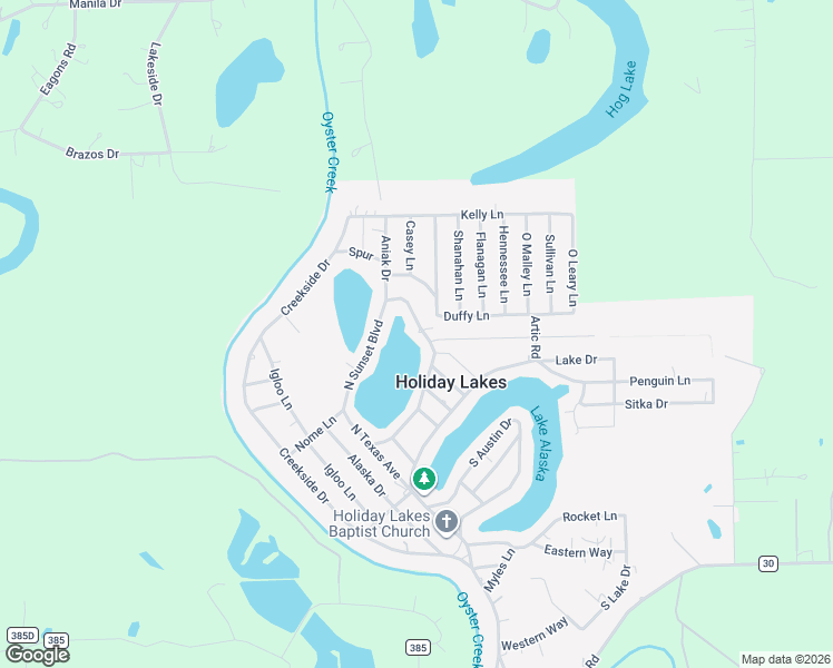 map of restaurants, bars, coffee shops, grocery stores, and more near 602 South Sunset Boulevard in Holiday Lakes
