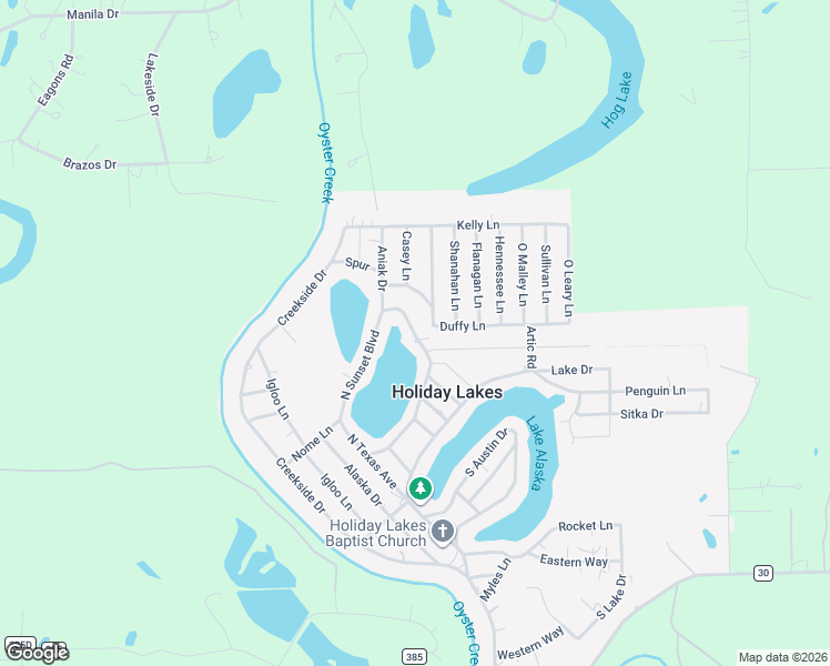 map of restaurants, bars, coffee shops, grocery stores, and more near 602 Sunset Boulevard in Holiday Lakes