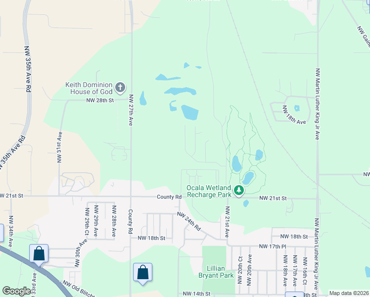 map of restaurants, bars, coffee shops, grocery stores, and more near 2201 Northwest 21st Street in Ocala