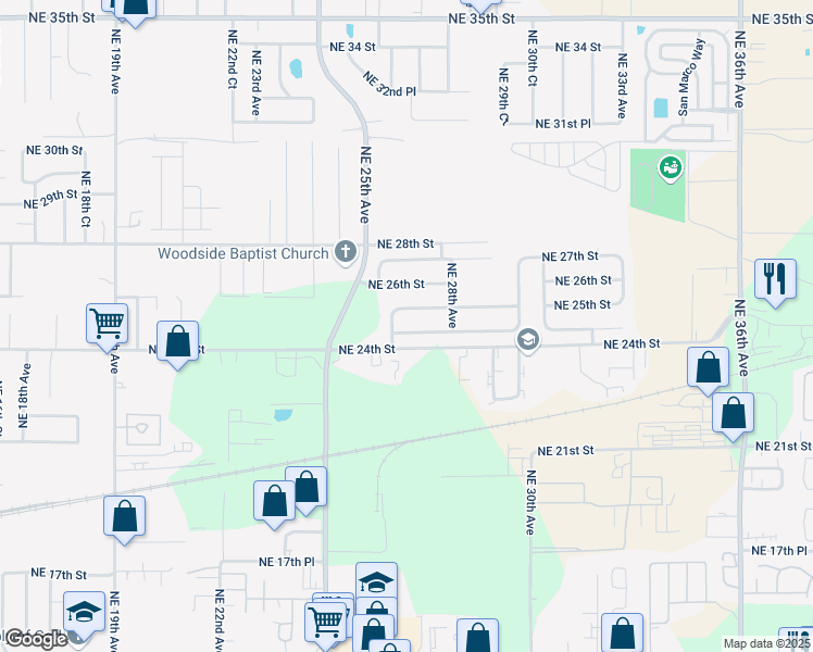 map of restaurants, bars, coffee shops, grocery stores, and more near 2647 Northeast 24th Place in Ocala