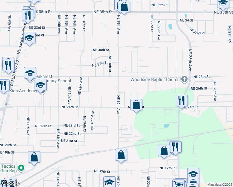 map of restaurants, bars, coffee shops, grocery stores, and more near 2431 Northeast 19th Avenue in Ocala