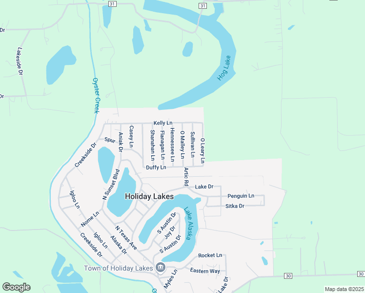 map of restaurants, bars, coffee shops, grocery stores, and more near 113 O Malley Lane in Holiday Lakes