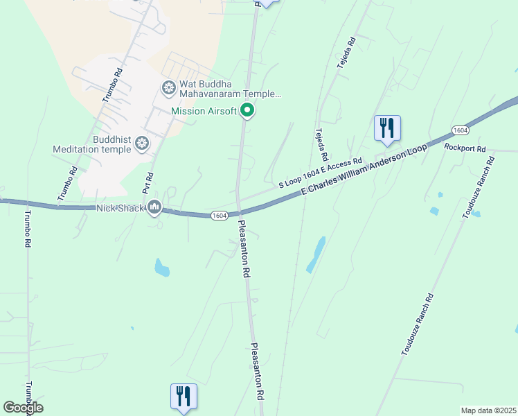 map of restaurants, bars, coffee shops, grocery stores, and more near 150 South Loop 1604 East in San Antonio