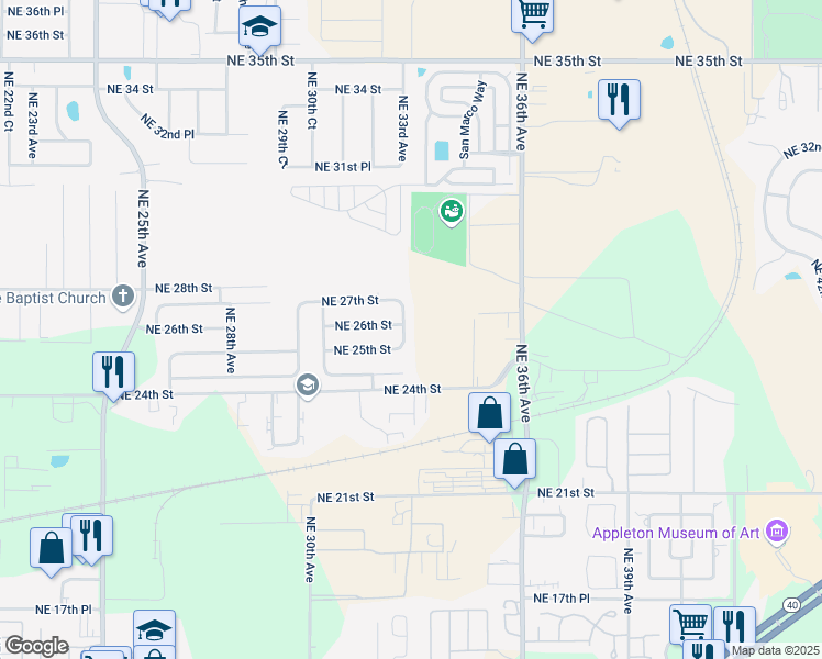map of restaurants, bars, coffee shops, grocery stores, and more near 2515 Northeast 31st Terrace in Ocala