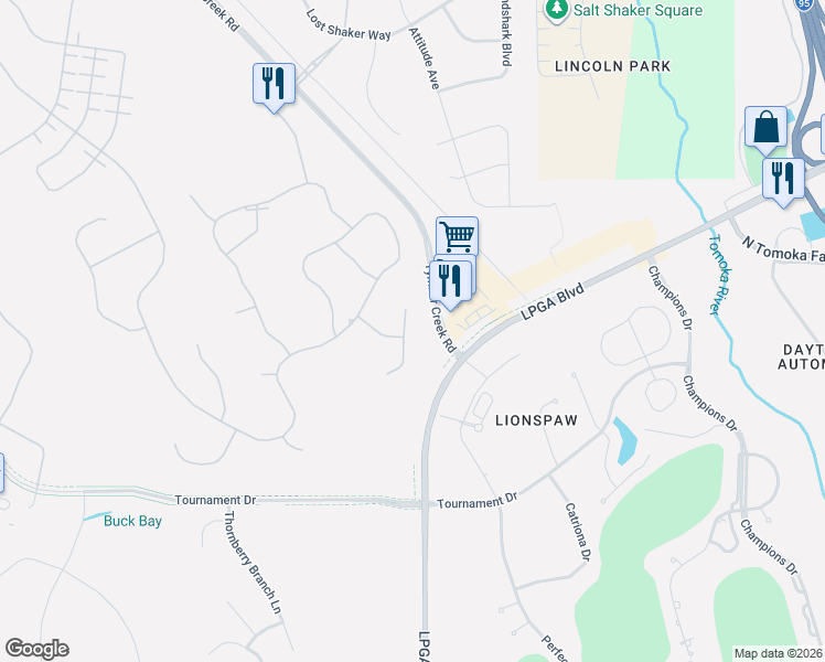 map of restaurants, bars, coffee shops, grocery stores, and more near 328 Tiki Ter in Daytona Beach