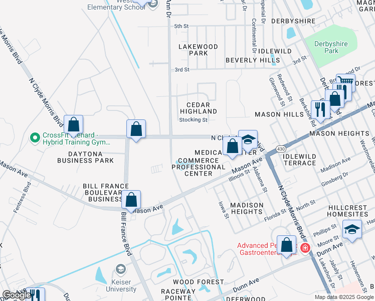 map of restaurants, bars, coffee shops, grocery stores, and more near 841 Jimmy Ann Drive in Daytona Beach