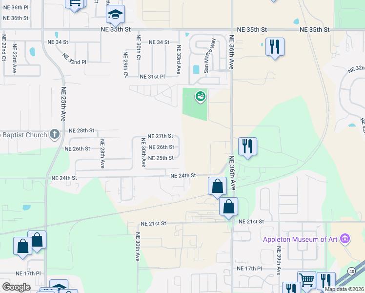 map of restaurants, bars, coffee shops, grocery stores, and more near 2521 Northeast 31st Terrace in Ocala