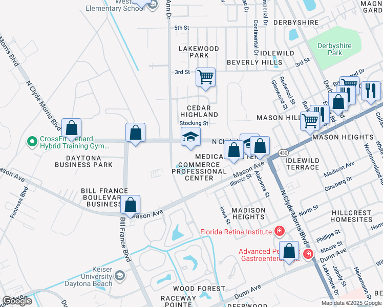 map of restaurants, bars, coffee shops, grocery stores, and more near 841 Jimmy Ann Drive in Daytona Beach