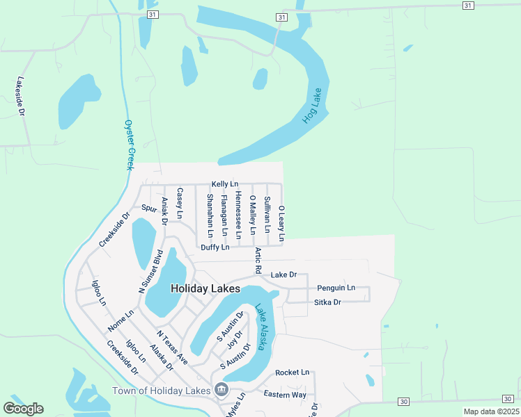 map of restaurants, bars, coffee shops, grocery stores, and more near 113 O Malley Lane in Holiday Lakes
