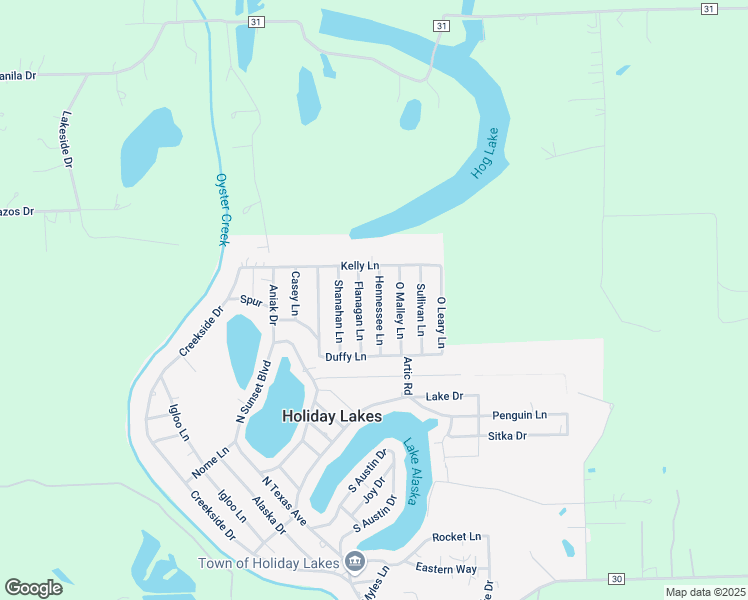 map of restaurants, bars, coffee shops, grocery stores, and more near 118 Hennessee Lane in Holiday Lakes