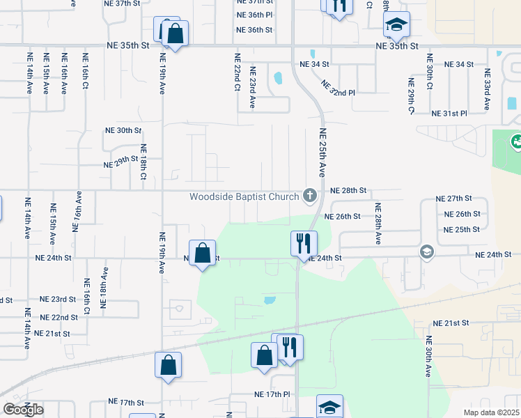 map of restaurants, bars, coffee shops, grocery stores, and more near 260 Northeast 26th Street in Ocala