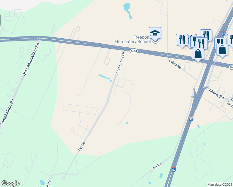 map of restaurants, bars, coffee shops, grocery stores, and more near 20526 Lorena Crossing in San Antonio