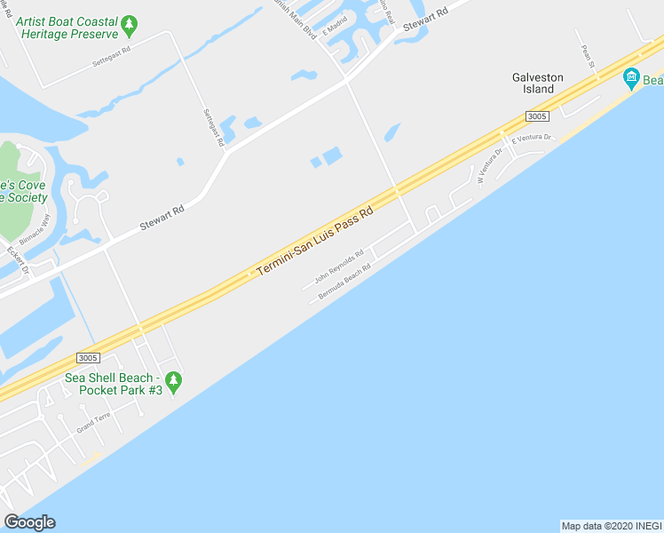 map of restaurants, bars, coffee shops, grocery stores, and more near 13100 John Reynolds Road in Galveston