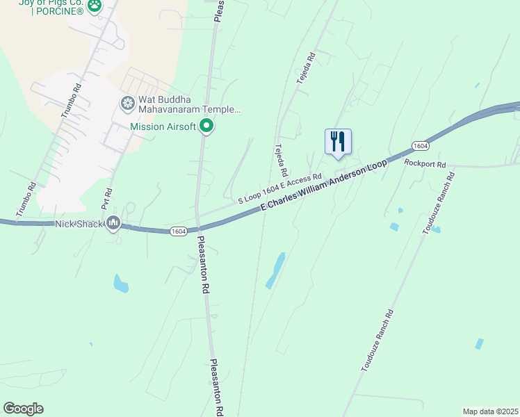 map of restaurants, bars, coffee shops, grocery stores, and more near 281 Texas 1604 Loop in San Antonio