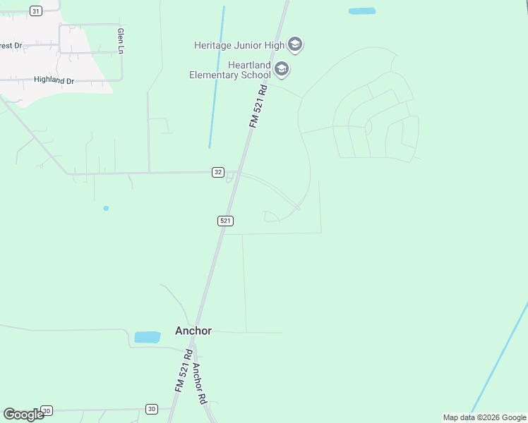 map of restaurants, bars, coffee shops, grocery stores, and more near FM 521 Road in Angleton