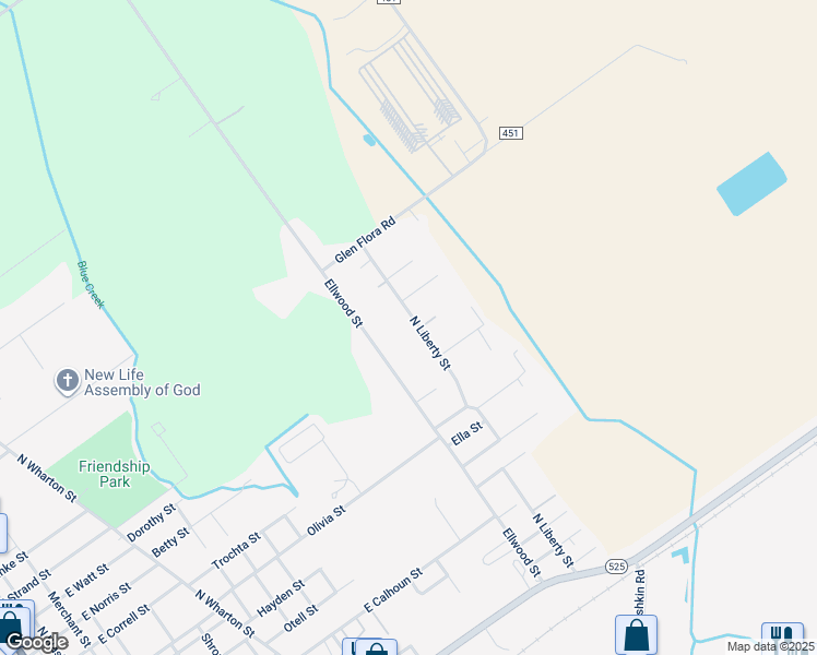 map of restaurants, bars, coffee shops, grocery stores, and more near 1014 North Liberty Street in El Campo